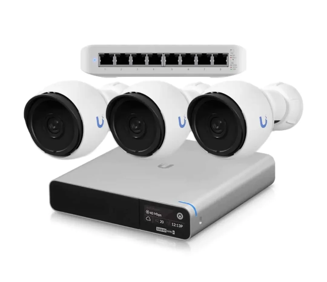 IP security cameras with network video recorder and PoE switch