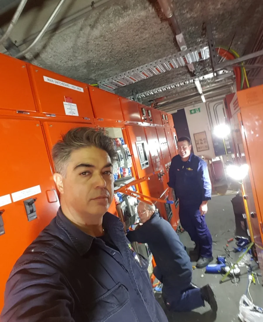 Eclipse electricians working in a commercial main switchroom